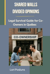 Shared Walls, Divided Opinions book by Lori Posluns – legal survival guide for co-ownership disputes in Quebec condos, duplexes, and triplexes